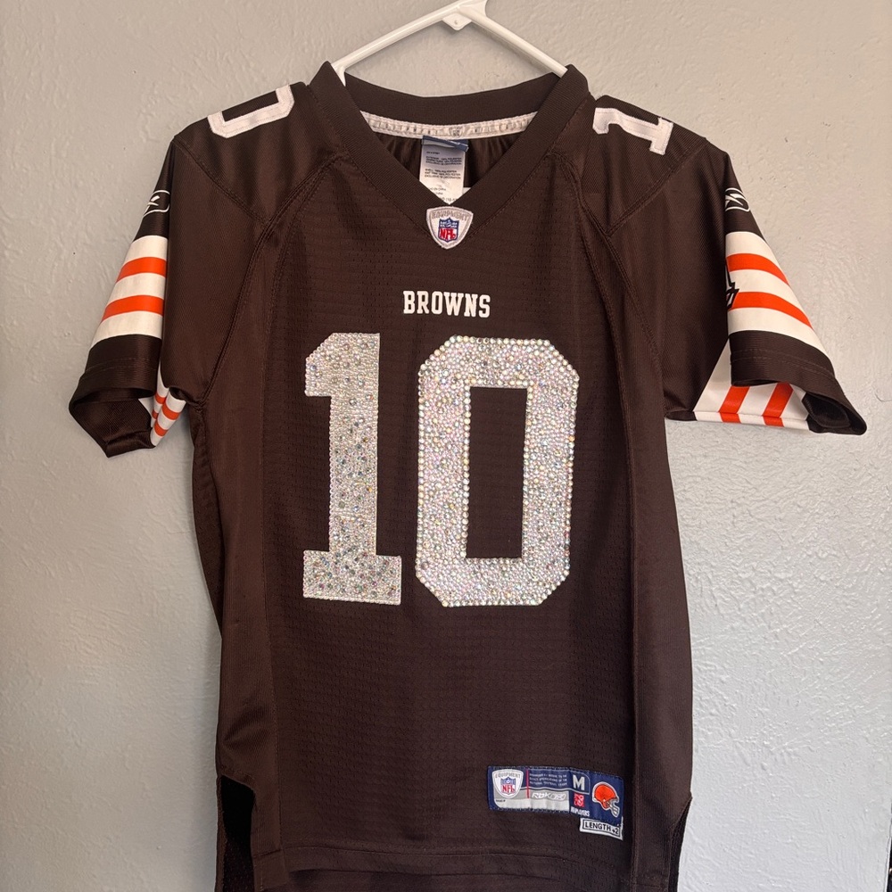 Blinged out Browns Kids Football Jersey - Brown